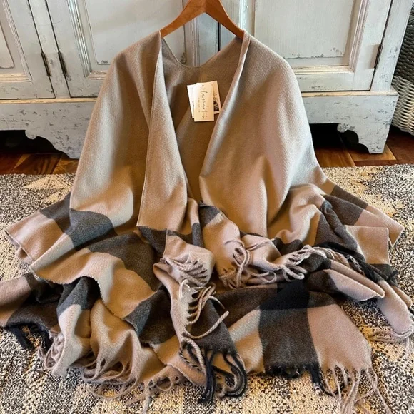 Shop Fig Sweaters New Classic Stripe Cozy Poncho Ruana Blanket